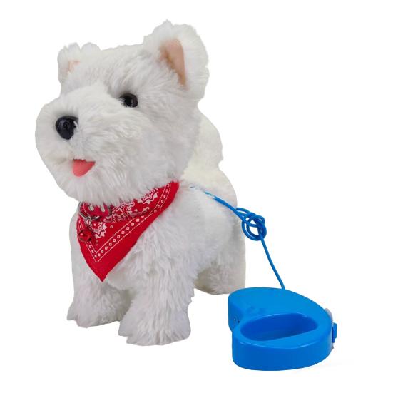 

Электрическая плюшевая игрушка-собака с поводком, высовывающая язык, ходячий щенок, плюшевая игрушка с сенсорным управлением