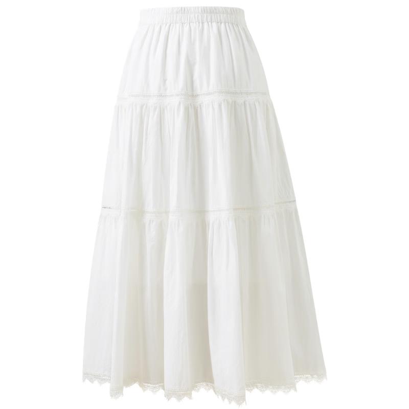 Sancai 2026 Spring High-Waist Pure Cotton A-Line Long Skirt L