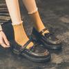 Mode Ledergürtel Dekorative Schleife Dicksohlige Loafer Retro Nostalgisch Rindsleder Flach Damen Studentenstil Japanischer und Koreanischer Stil