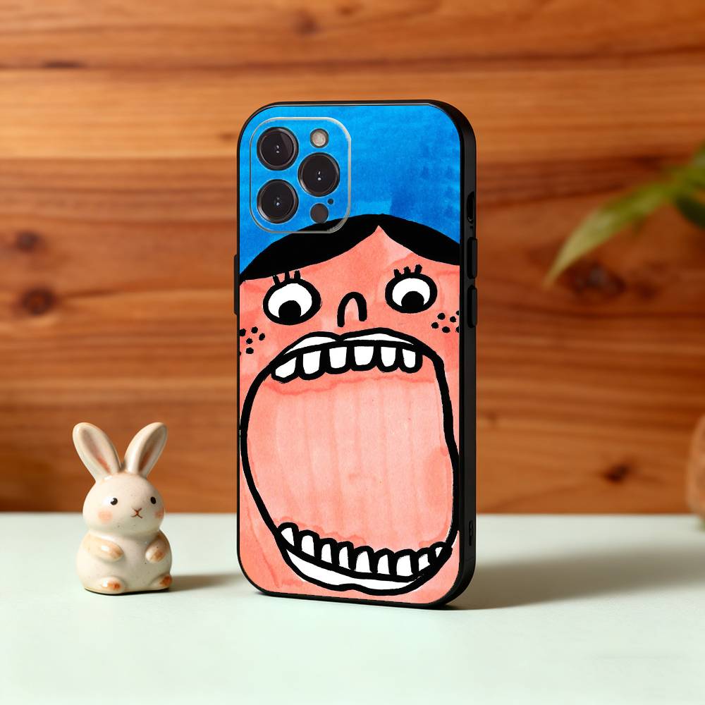 Ah, Please Open Your Mouth Phone Case For iPhone17 16 15 14 13 12 11 Pro Max Plus,5G Soft Black Case