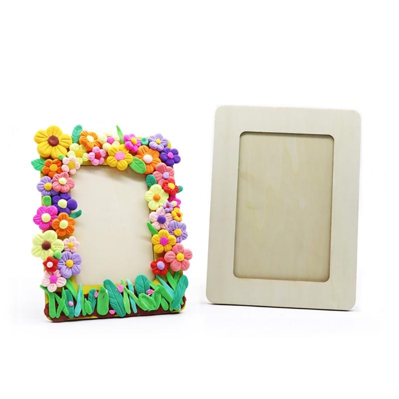 10Pcs Craft Ready Unfinished Wood Photo Frame Picture Frame for Display