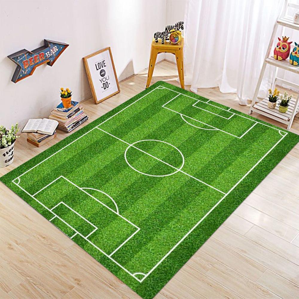 Football Field Pattern Carpet for Living Room Anti Slip Doormat Suitable Bedroom Kids Play Area Sports Floor Mat for Home Decor