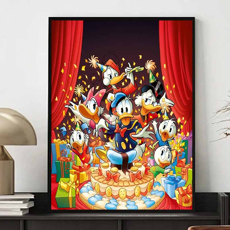 Disney Diamond Painting Donald Duck Family Birthday Party Themed Illustration Cartoon Diamond Painting Full Diamond Cross Stitch DIY Gift Home Decor
