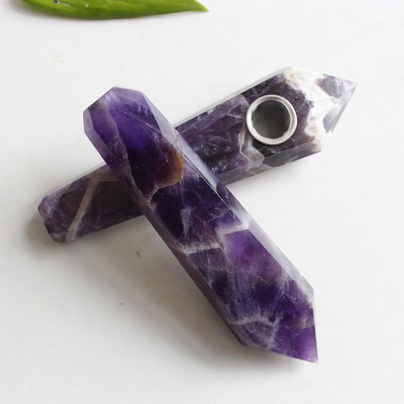 Natural Dreamy Amethyst Smoking Pipes Elegant Quartz Crystal Point Obelisk Wand