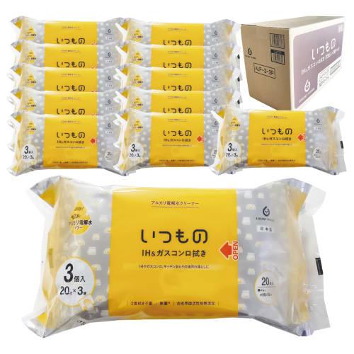 [36-Pack] Hattori Paper Cleaning Wet Wipes for IH and Gas Stoves, 20 Sheets per Pack (3 Packs x 12 Packs), Alkaline Electrolyzed Water, Made in Japan,