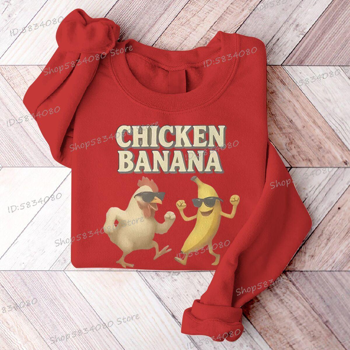Unisexs Funny Chicken Banana Graphic Sweatshirts Fashion Casual Tops Unisex Funny Chicken Banana Design Unisexs Womens Sweater S
