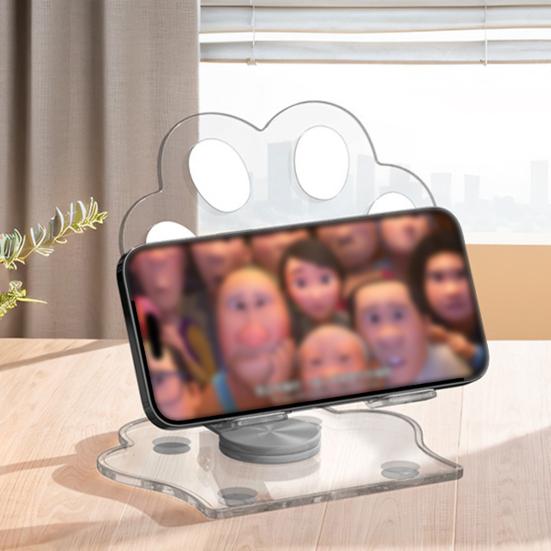 Mobile Phone Holder Foldable Cat Paw Stand Adjustable Multi-Angle Rotation Acrylic Phone And Tablet Holder for Desk Office Travel Use