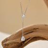 925 Sterling Silver Tassel Zircon Pendant Necklace for Women Simple Daily Wear Stackable Silver Necklace Party Gift