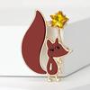 Cute Plate Fox Yellow Star Brooch Corsage Women'S Fashion High-End Temperament Accessories Pin Silk Scarf Buckle
