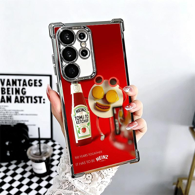 Lamb Heinz Tomato Ketchup Soft Phone Case For Samsung Galaxy S26 Ultra S25 Edge S24 FE S23 Plus S22 S21 + S20 Plating Anti-Fall