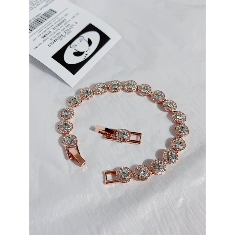 Austrian Shijia Crystal Single Row Small round Diamond Angel Bracelet Female Gold Plated Fashion White Loose Version Fashion 17CM Rose Gold ~ White Diamond Simple Packaging