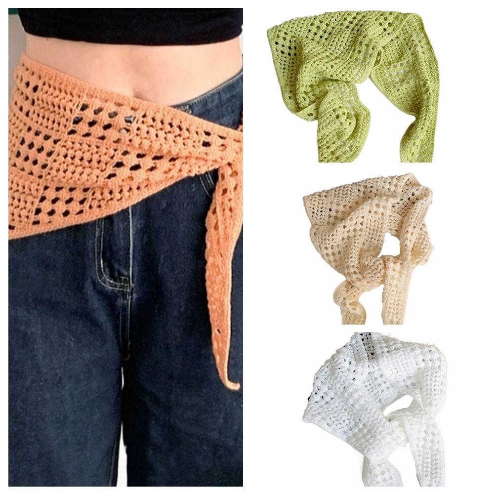Hollow Apron Wrap Y2k Hip Scarf All-match Knitted Triangle Scarf  Summer