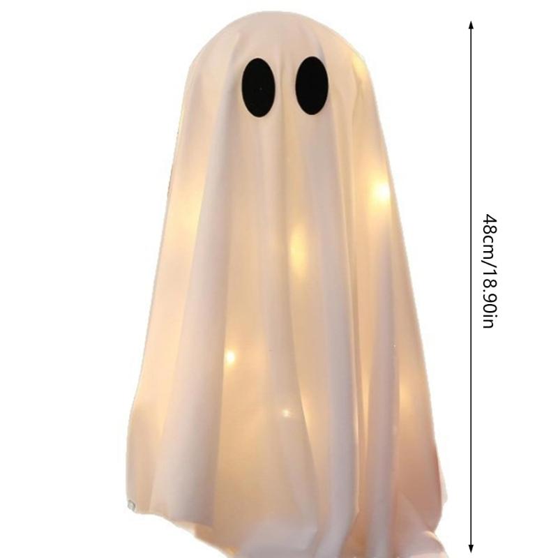 Set of 2 Halloween Phantom Figure Ornament Lighted Cloth Phantom Figure Decoration for Entry Cabinets, Porch Spots, Shelf Placement, and Home Use