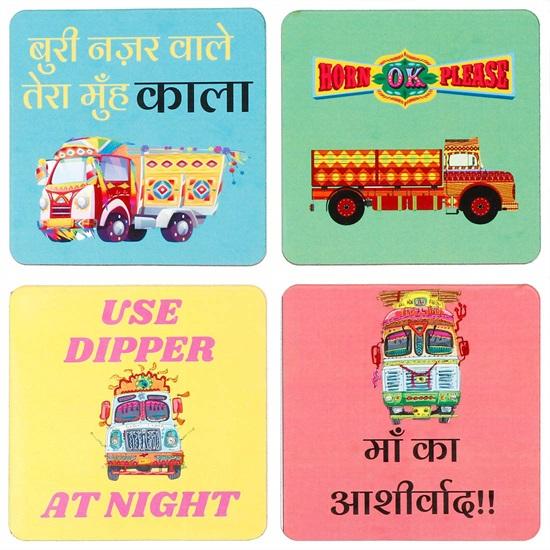 Bedruckte Holzuntersetzer im Poker-Design für Tee, Kaffee, 4er-Set