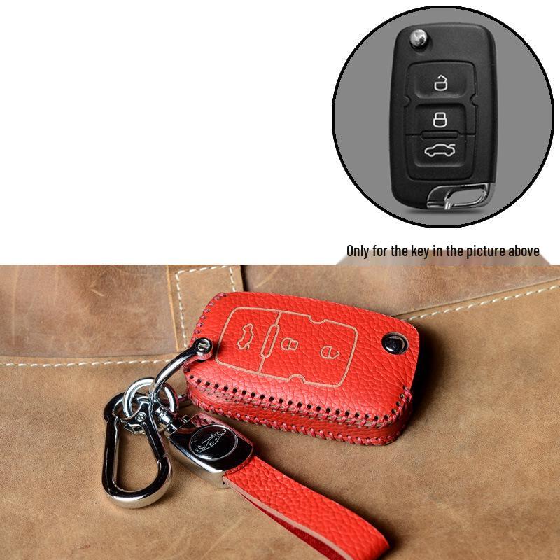 Key Case Protection Cover for Geely Models: New Emgrand GS, GL, Boyue, Vision X6/X3, S1, Borui, EC7 - Cowhide with Buckle.