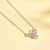 Design Love Bow Necklace Women'S Light Luxury Simple Versatile Zircon Heart Pendant Clavicle Chain