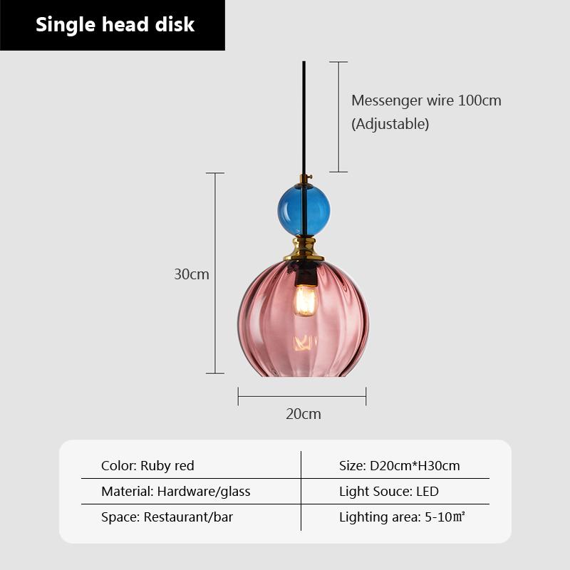 Modern Pendant Lights Nordic Color Candy Bedroom Children's Room Single Head Glass Hanging Lamps Home Decor Fixtures Restaurant