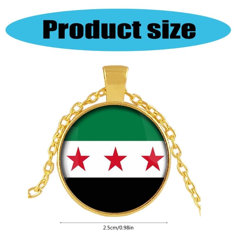 Elegante Halskette mit Anhänger der syrischen Flagge, die Nationalstolz und kulturelle Identität symbolisiert, aus robusten Materialien für den Alltag