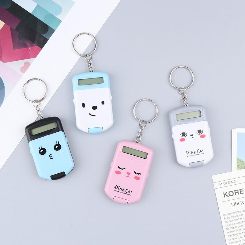 Mini Cute Lid Calculator Display Office Supplies Primary School Exam Public Use Portable Calculator Pocket Size Keychain