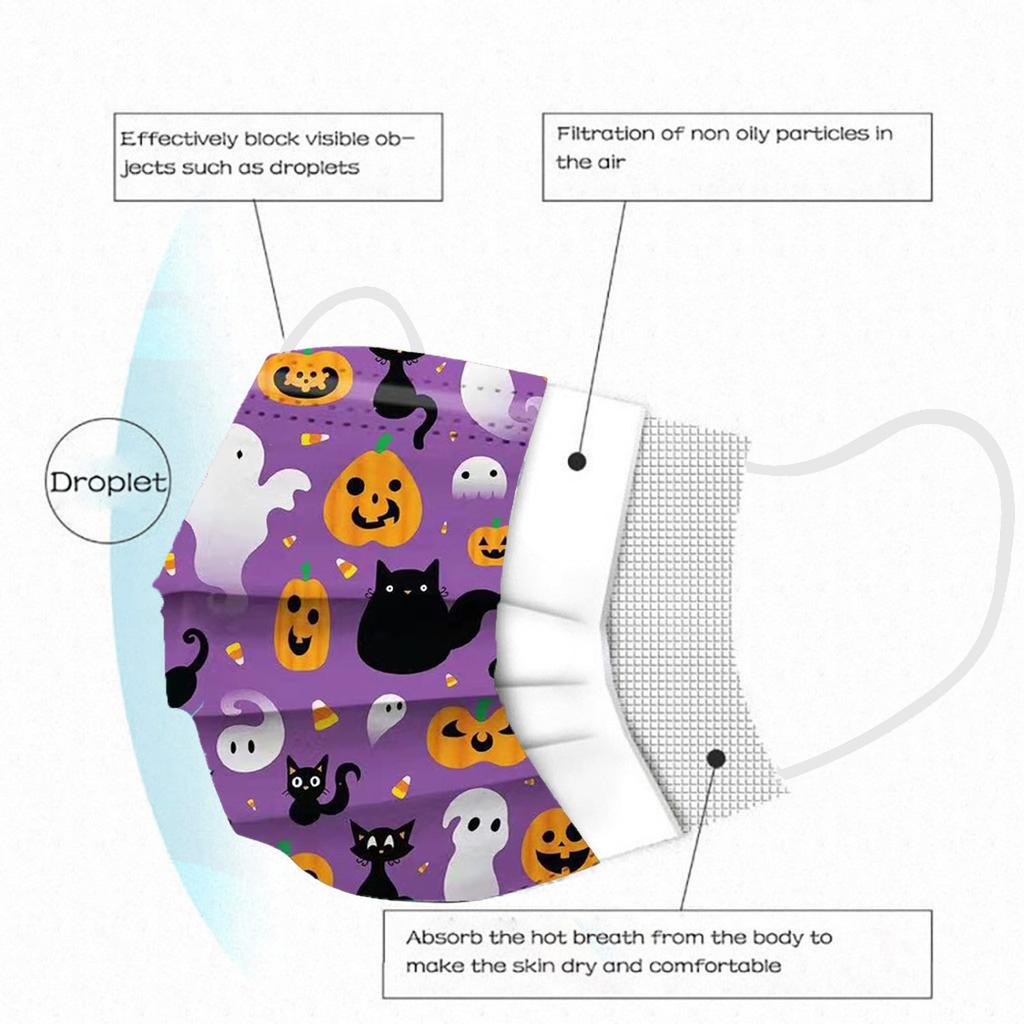 Halloweenská dětská maska ​​na jedno použití vysoce kvalitní průmyslová 3vrstvý ušní háček 10PC