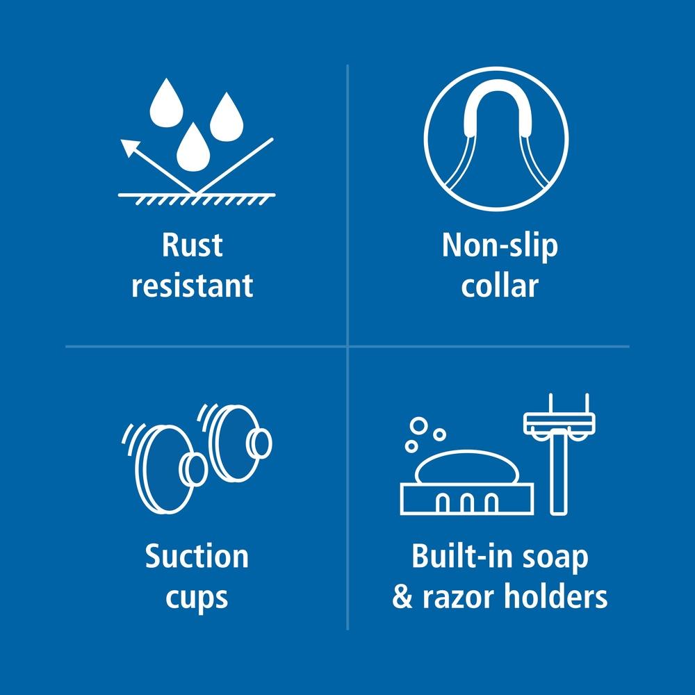 

Over Shower Caddy with 2 Shelves Soap Tray Hooks Rust Resistant Bathroom Storage Solution Shower Essentials United States