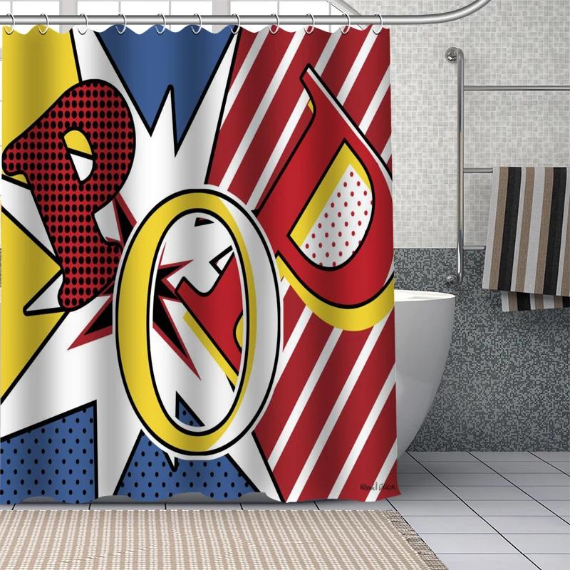 

Comic-Pop Art City Explosion Humor Expressions Shower Curtains Bathroom Curtain Fabric Washable Polyester For Bathtub Decor Set W60H190(CM)-1 Pcs