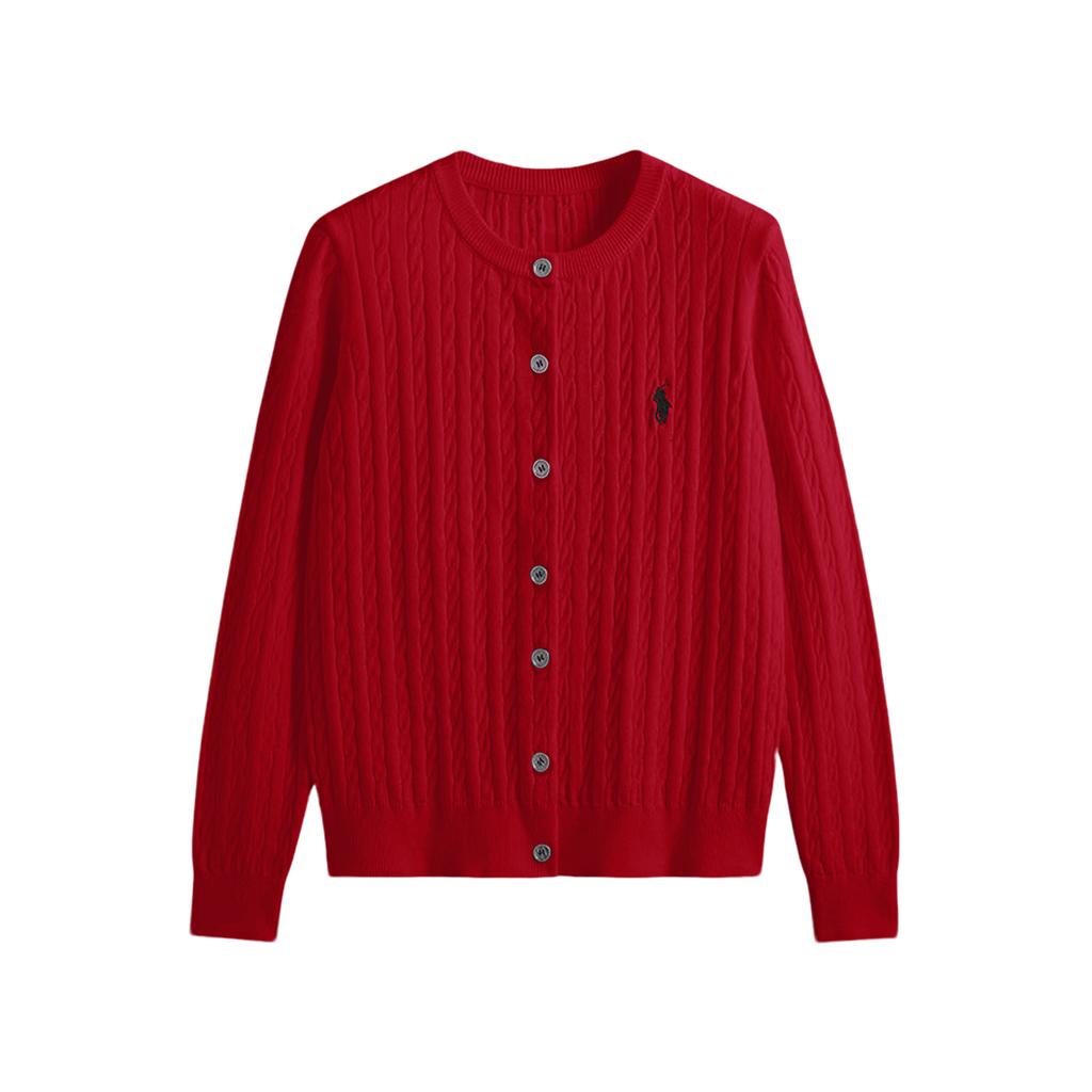 Dámský vlněný kardigan Zesílený Vyšívaný Kroucený Kulatý výstřih Pletený svetr