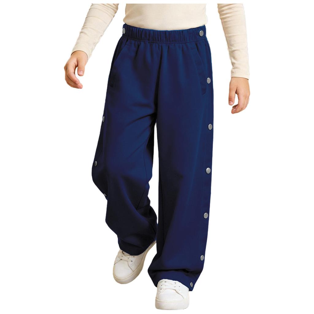 Pantaloni della tuta unisex per bambini con bisogni speciali, abbigliamento adattivo, con bottoni a pressione laterali a strappo