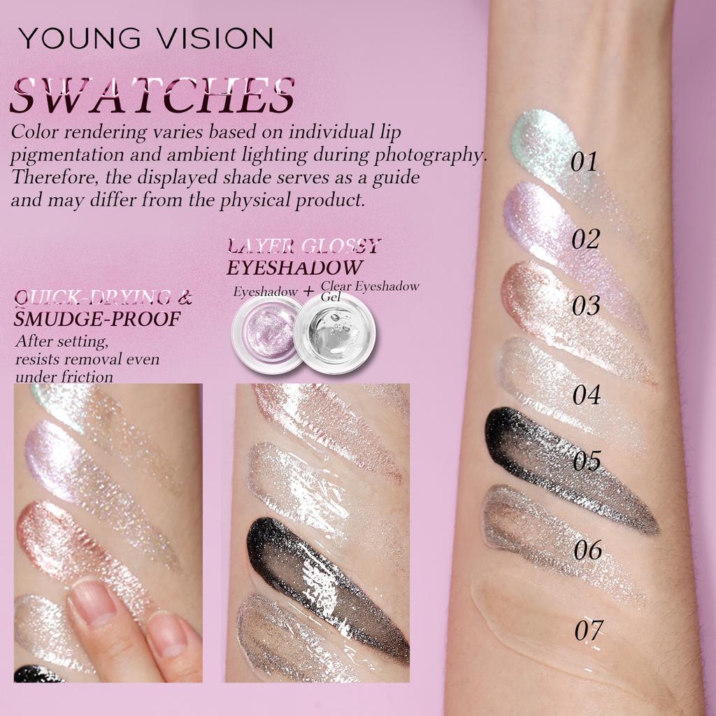 YOUNG VISION Liquid Gel Glitter Eyeshadow, Face & Body, Quick-Dry, Sheer Waterlight Liquid Gel Formula, Easy Blend for Long Lasting Galactic Glow
