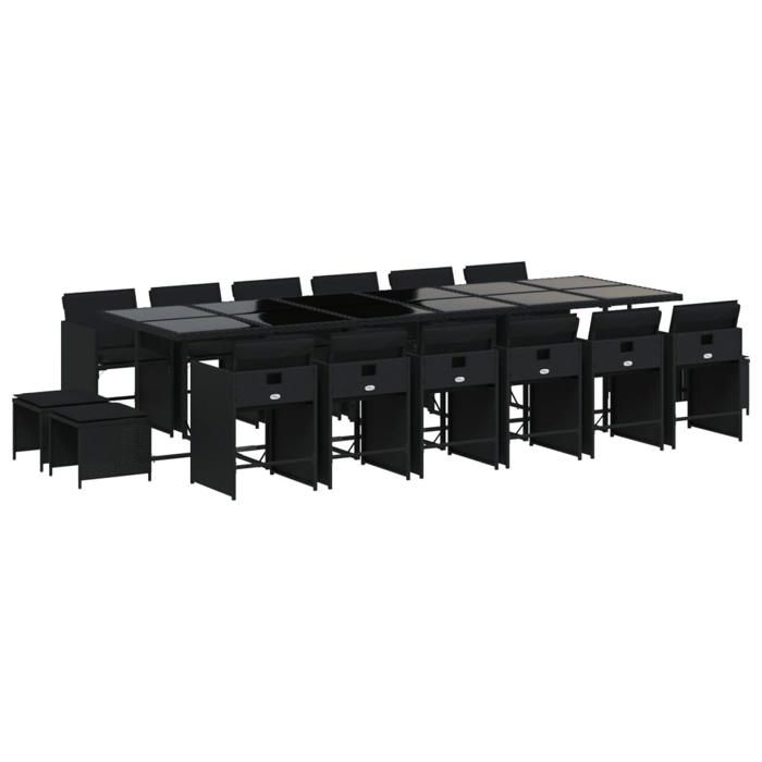 VidaXL Garden Dining Set 17 Pcs Cushions Black Braided Resin 3277950