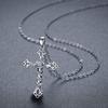 Flower Cross Pendant Necklace Female Daily Wearable Jewelry Fashion Lady Delicate Versatile Silver Color Accessories Gift