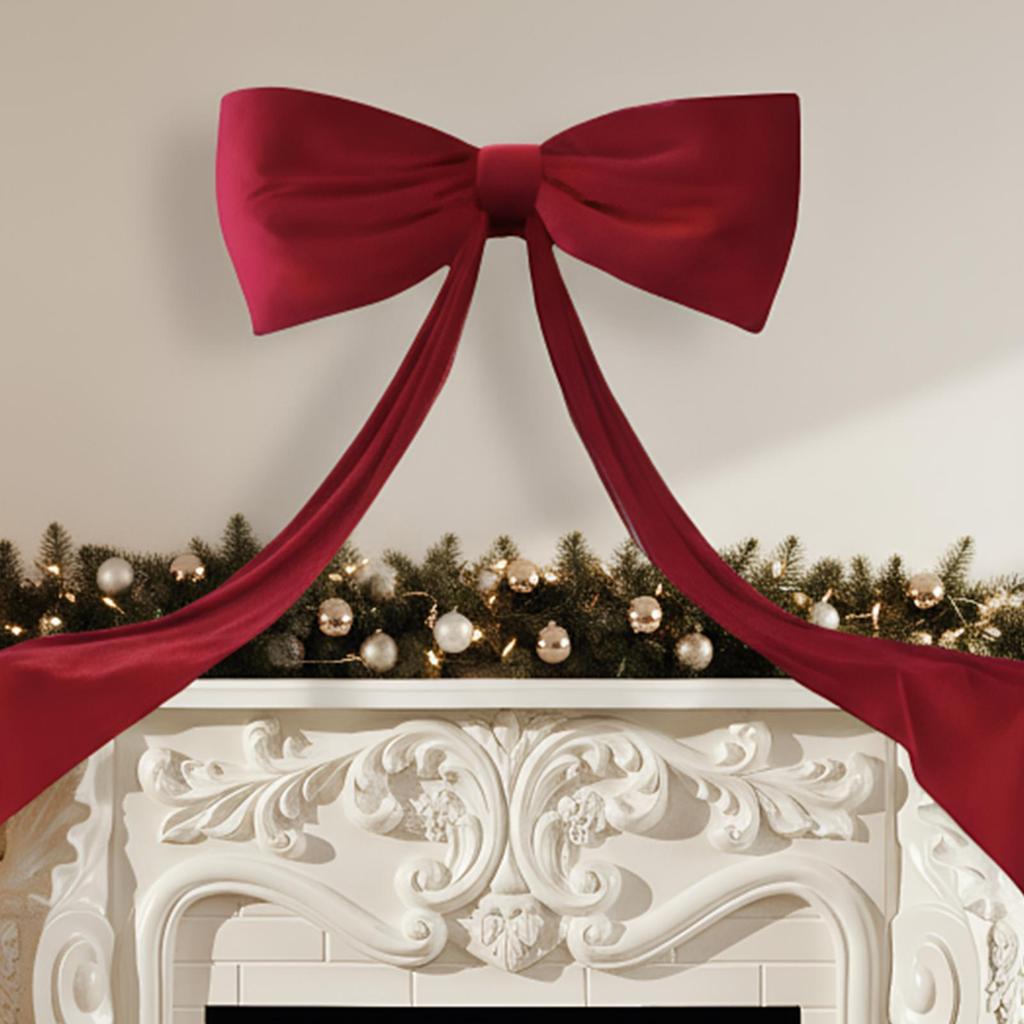 Christmas Tree Topper Bow 70.8 Inches Giant Velvet Holiday Ornaments Holiday Tree Top Decoration for Living Room Entryway Party