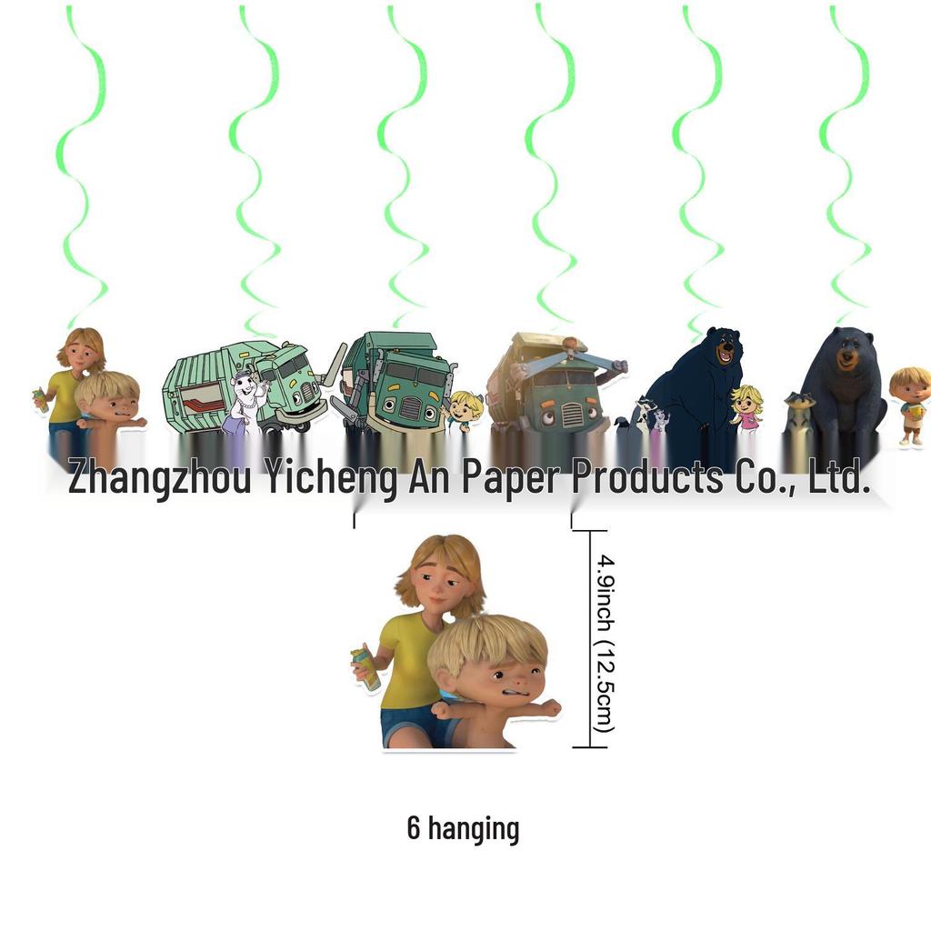 Kleiner Hank & Müllwagen Geburtstagsdeko-Set: Kuchenaufsatz & Ballons