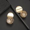 Golden Metal Drop Earrings Women able Big Trendy Round Circle Ear Dangle Party Personality Vintage Jewelry