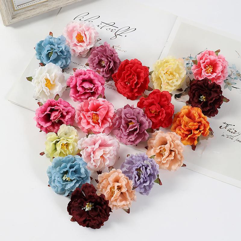 10Pcs Peony Artificial Flowers Head 6CM Fake Flowers for Home Room Wedding Decoration Arrangement DIY Carft Gifts Accessories