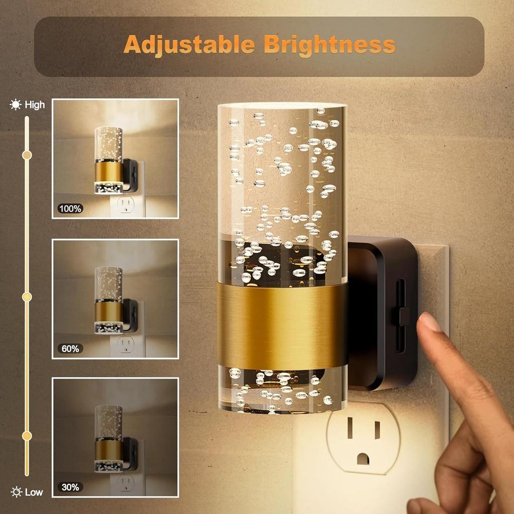 Night Light Led Plug Into Wall With Adjustable Brightness Auto Lamps Sensor