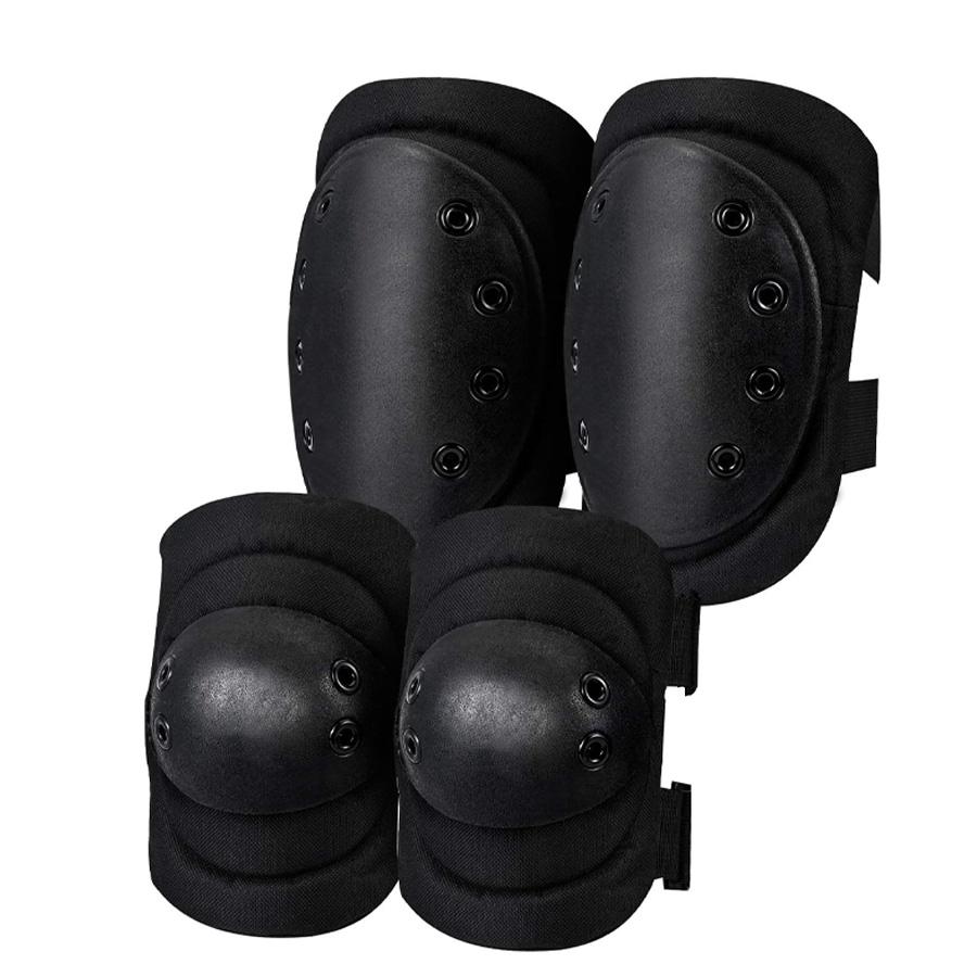 A set of Four Knees and Elbows,Airsoft Knee Elbow Protective Pads Combat Paintball Skate Outdoor Sports Safety Guard Gear