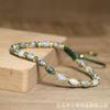 Tree Agate Oval Bead Bracelet – Gold Accent Adjustable Boho Jewelry, Nature Calm Gift for Women