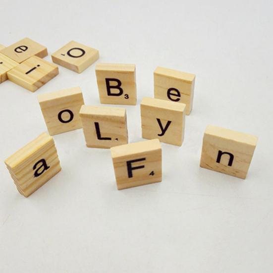 100Pcs Wooden Alphabet Tiles Letter Number Bolcks DIY Crafts Kid Educational Toy
