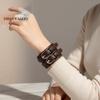 Armreif Doppelte Reihe Gürteldesign Armband Handgelenkschmuck Geometrisch Zweifach-Riemen Lederarmband Einfarbige Euro-Amerikanische Stil