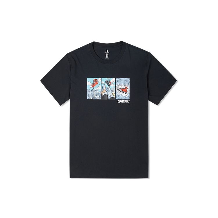 

Converse Cartoon Print Crew Neck Short Sleeve T-Shirt Men Tops Black 10022936-A02
