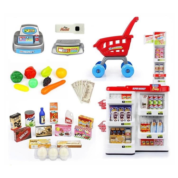 Playing House Children'S Kitchen Kitchenware Cooking Toy Workbench Fast Food Table Supermarket Stall Shopping Cart Cash Register
