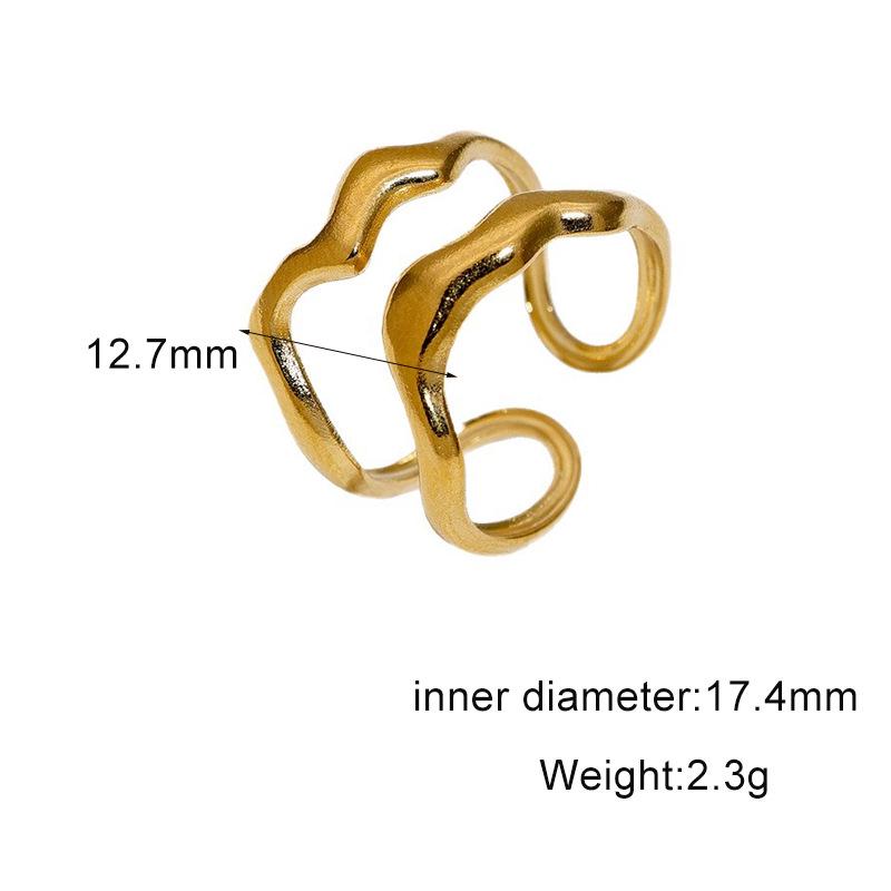 18K Gold Plated Titanium Steel Open Ring: European Fashion, Trendy & Stylish Design for Women.