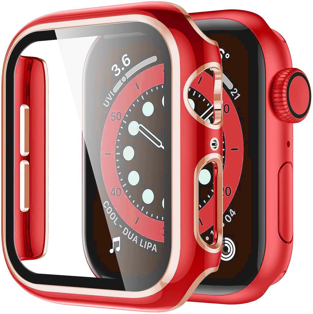 Coque de protection bicolore pour Apple Watch iWatch7 avec film en verre trempé