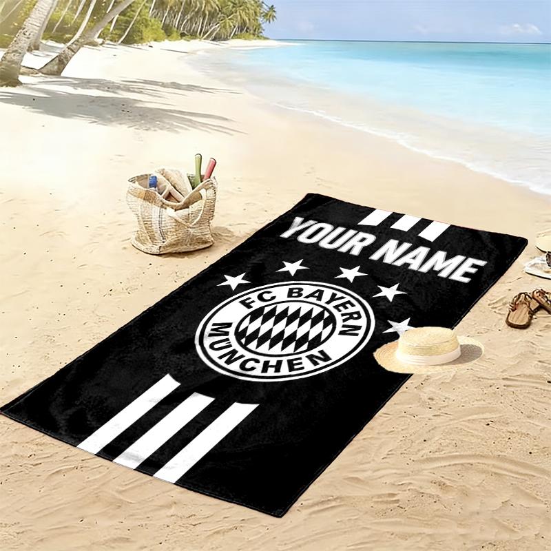 Custom Name Bayern Munich Print Beach Towel, Large Soft Quick Dry Towel for Beach Camping Swimming