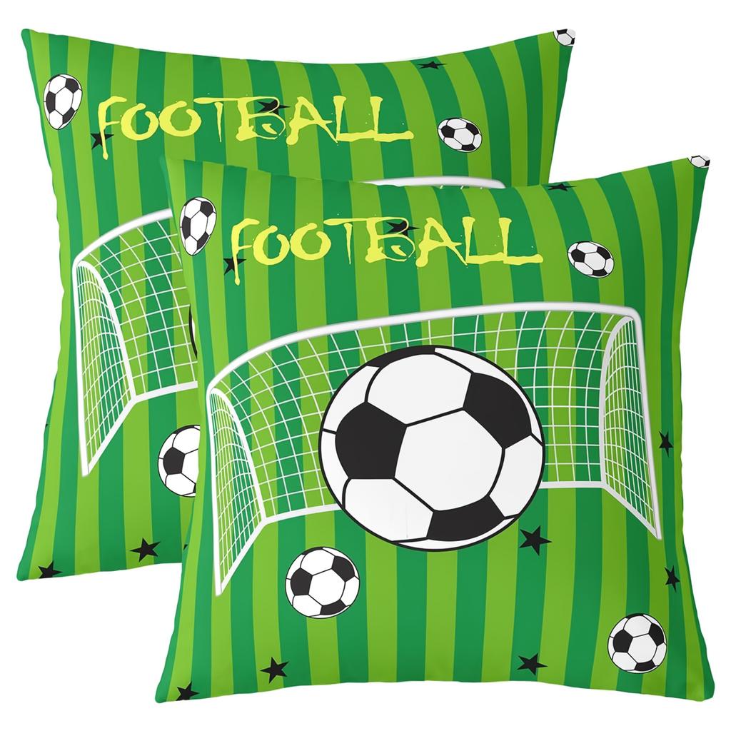 Piece Soccer Field Football Pattern Square Pillow Cover for Sofa Bedroom Office Stadium Decor (Insert Not Included)