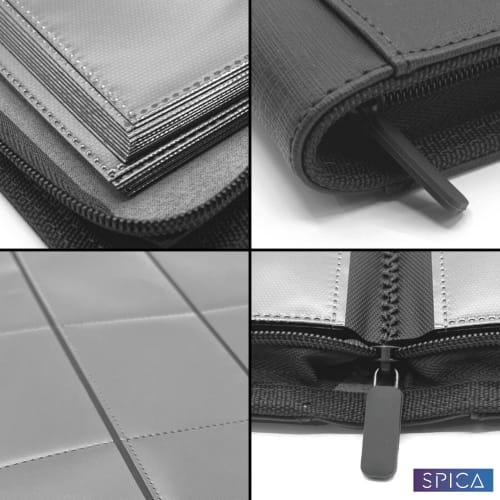 SPICA Card File, 9 Pockets, 360 Cards, Horizontal Insertion, Zippered, Trading Card Storage, Collection Binder for Pokemon, Yu-Gi-Oh!, and MTG (Black)