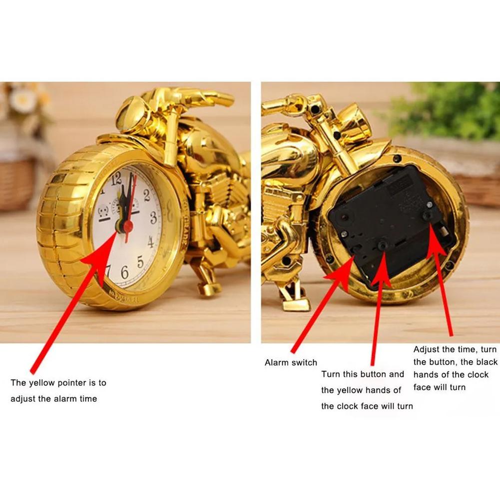 1PC Modern Simplicity Motorcycle Alarm Clock Multipurpose Motorcycle Ornament Creative Arabic Numeral Clock Home Office Decor
