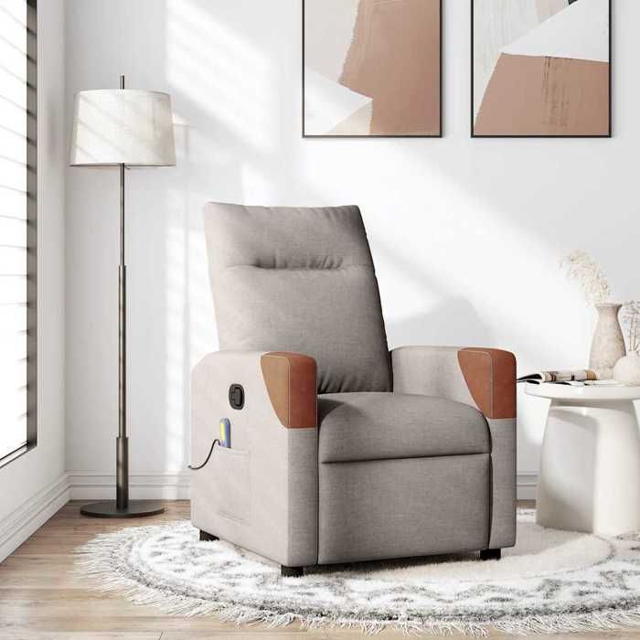 VidaXL Reclining Massage Armchair Taupe Fabric 4104822