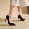 New Suede Women's Slim Heeled Shoes Sexy Pointed High Heels Red Sole Light Mouth Single Shoes Ladies Elegant Pumps Zapatos Mujer